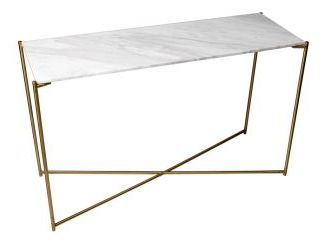 Large Console Table White Marble With Brass Frame Intended For Well Known White Marble Console Tables (View 4 of 15)