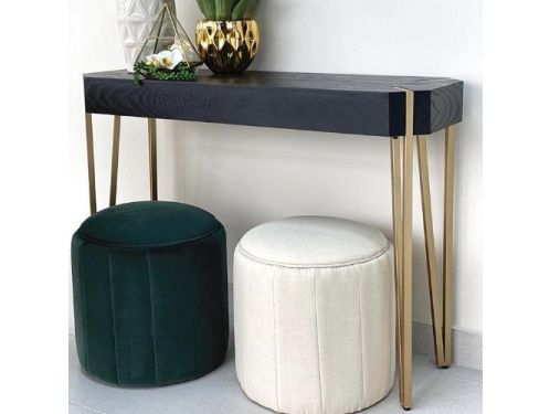 Latest Black And White Console Tables With Regard To Oliver Black Top & Golden Legs Console Table – Decora Home (View 13 of 15)
