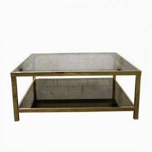 Latest Brass Smoked Glass Console Tables Intended For Vintage Brass Coffee Table With Smoked Glass Two Tier (View 2 of 15)