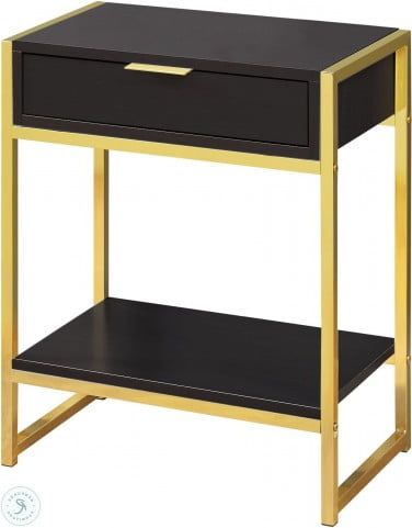 Latest Cappuccino And Gold Metal 24" Drawer Accent Table From With Antique Gold Aluminum Console Tables (View 6 of 15)