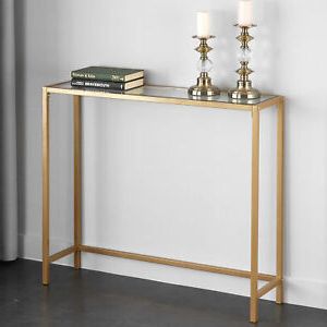 Latest Geometric Glass Modern Console Tables For Narrow Console Table Gold Slim Small Glass Top Glam Modern (View 10 of 15)