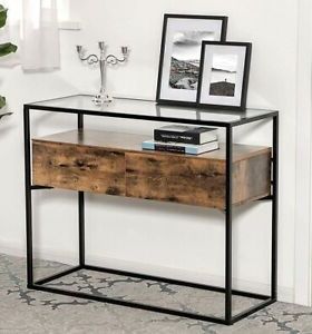 Latest Glass And Pewter Oval Console Tables In Industrial Console Table Vintage Rustic Accent Sofa Table (View 2 of 15)