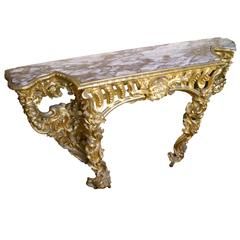Latest Marble Top Console Tables Pertaining To French Louis Xv Style Giltwood And Marble Top Console (View 11 of 15)