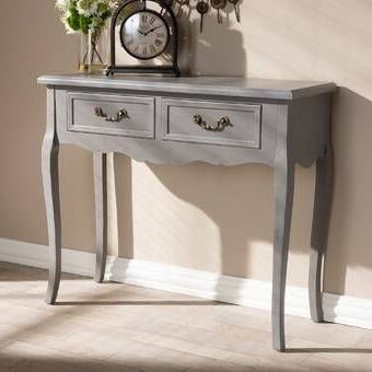 Latest Smoke Gray Wood Console Tables Pertaining To Beachcrest Home Regan  (View 14 of 15)