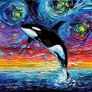 Latest Starry Night Orca Killer Whale Wall Art Print Seascape In Night Wall Art (View 4 of 15)