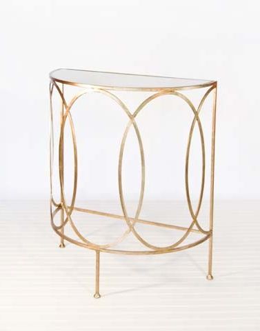 Leaf Round Console Tables With Regard To Well Known Aubrey Gold Leaf Half Round Console (View 14 of 15)
