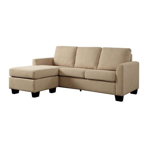 Linen Like Fabric Corner Sleeper Sofa With L Shaped Design Pertaining To Well Liked Ecru And Otter Console Tables (View 2 of 15)