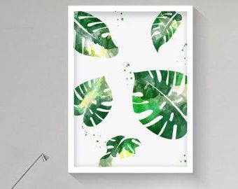 Linera Palm Leaves With Watercolor – Google Search Intended For Widely Used Palm Leaves Wall Art (View 14 of 15)