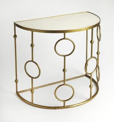 Martina Collection 4445025 Demilune Console Table With With Regard To Best And Newest White Marble Gold Metal Console Tables (View 14 of 15)