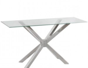 Medina Glass & Chrome Console Table – Lycroft Interiors Intended For Most Current Chrome And Glass Rectangular Console Tables (View 11 of 15)
