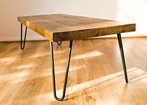 Metal Legs And Oak Top Round Console Tables Intended For Fashionable Rustic Vintage Industrial Solid Wood Coffee Table Black (View 8 of 15)