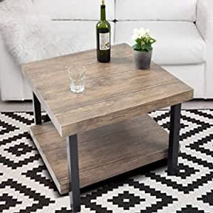 Metal Legs And Oak Top Round Console Tables Within 2019 Amazon: Charavector Coffee Table Rustic Vintage (View 14 of 15)