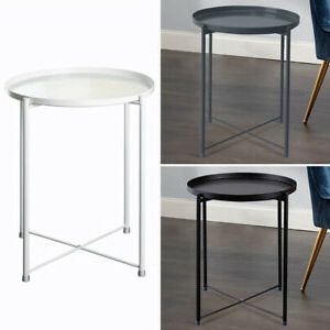Metal Legs And Oak Top Round Console Tables Within Well Liked Small Round Metal Tray Side Table Sofa End Console Coffee (View 9 of 15)