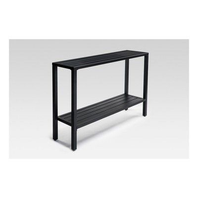 Metal Slat Indoor/Outdoor Console Table Black – Threshold Throughout Best And Newest Black Metal Console Tables (View 7 of 15)