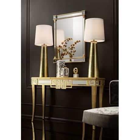 Metallic Gold Modern Console Tables For Widely Used Misumi Gold And Mirror Console Table – #8C (View 10 of 15)