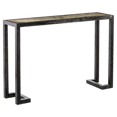 Metallic Gold Modern Console Tables Intended For 2020 Ilardi Modern Black Wood Charcoal Vellum Console Table (View 3 of 15)