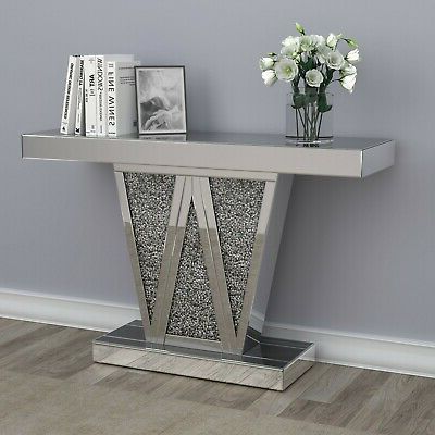 Modern Glam Mirrored Entryway Console Table Pedestal Base Pertaining To Popular Glass And Chrome Console Tables (View 1 of 15)