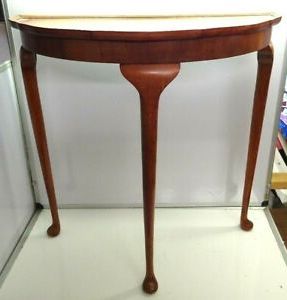 Most Current Console Tables With Tripod Legs Intended For Vintage Wooden Mahogany? Half Moon Occasional Table Queen (View 12 of 15)