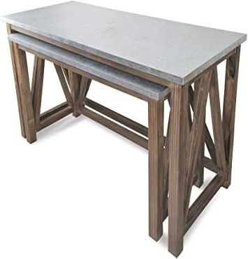Most Current Contemporary Home Living Set Of 2 Brown And Gray Rectangle Regarding Nesting Console Tables (View 5 of 15)