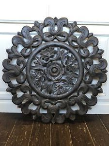 Most Current Hexagons Wood Wall Art Regarding Large Round Wood Carved Floral Wall Art Home Decor Panel (View 13 of 15)