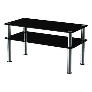Most Current Mahara Home Coffee Table Console Table, Black Glass Chrome Regarding Chrome And Glass Rectangular Console Tables (View 4 of 15)