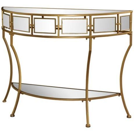 Most Current Midas Gold Edge Mirrored Demilune Console Table – #5w884 Regarding Antique Gold Nesting Console Tables (View 9 of 15)