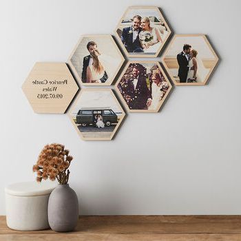 Most Current Personalised Photo Wooden Hexagon Wall Art Setcreate Within Hexagons Wall Art (View 3 of 15)