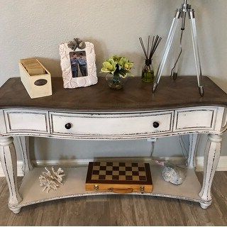 Most Current Shop Magnolia Manor Antique White Sofa Table – On Sale With Regard To Antique White Black Console Tables (View 8 of 15)