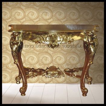 Most Popular Antiqued Gold Leaf Console Tables For French Gold Ornate Wall Table Console Foyer Luxury Console (View 10 of 15)