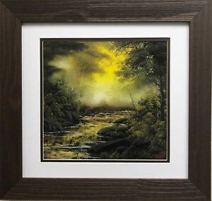 Most Popular Bob Ross "Mid Summer Glow" Happy Trees Custom Framed Art In Natural Framed Art Prints (View 3 of 15)