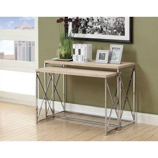 Most Popular Chrome Console Tables Throughout Natural Reclaimed Look Chrome Metal Console Table (Set Of (View 3 of 15)