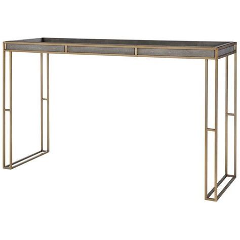 Most Popular Gray Driftwood And Metal Console Tables With Regard To Uttermost Cardew 54"W Charcoal Gray And Brass Console (View 8 of 15)