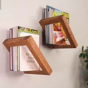 Most Popular Hanging Wooden Bookshelf Book Holder Organizer Minimalist With Regard To Minimalist Wood Wall Art (View 6 of 15)