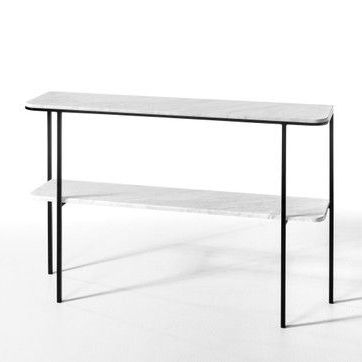 Most Popular Oval Aged Black Iron Console Tables Pertaining To Honorianne Metal & Marble Console Tablee (View 6 of 15)