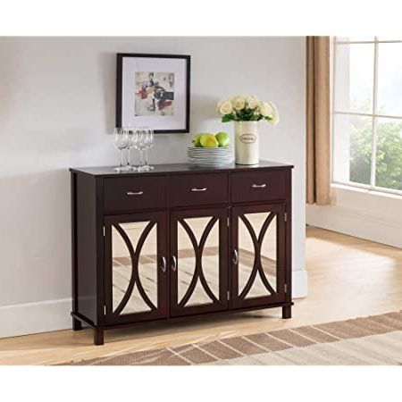 Most Recent Amazon: Espresso Wood Sideboard Buffet Server Console Regarding Black Wood Storage Console Tables (View 2 of 15)