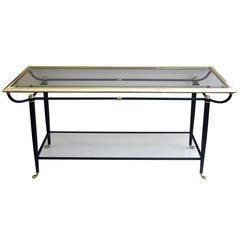 Most Recent Black Metal Console Tables Inside Black Glass And Gold Metal Console Table At 1Stdibs (View 14 of 15)