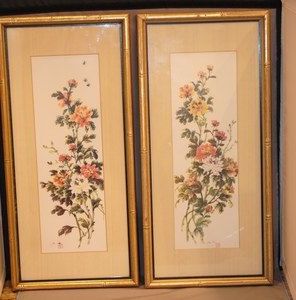 Most Recent Flower Framed Art Prints With Pair Of Chinoiserie Flower Prints With Faux Bamboo Frames (View 13 of 15)