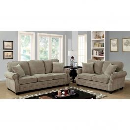Most Recent Furniture Of America Lynne Beige Transitional Sofa With Throughout Ecru And Otter Console Tables (View 14 of 15)