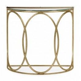 Most Recent Glass And Gold Console Tables Within Bernhardt Beatrice Demi Lune Console Table 340 919+919G (View 11 of 15)