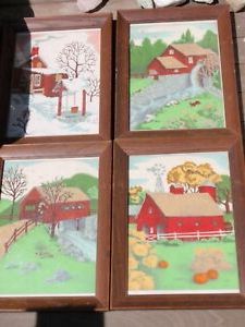 Most Recent Lines Framed Art Prints With 4 Vintage Framed Lithographs Prints Country Scenes Farm (View 7 of 15)