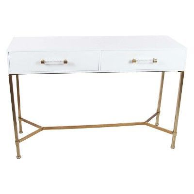 Most Recent Metal And Wood Rectangular Console Table White – Olivia Pertaining To Gloss White Steel Console Tables (View 13 of 15)