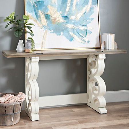 Most Recent White Scroll Folding Console Table (View 2 of 15)