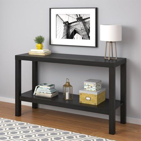 Most Recently Released Aged Black Console Tables With Mainstays Parsons Console Table, Black Oak – Walmart (View 4 of 15)