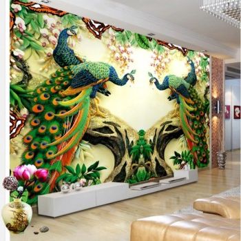 Most Recently Released Pattern Wall Art Throughout Beautiful 3D Peacock Designs Wall Mural Art Digital (View 10 of 15)