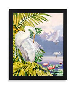 Most Recently Released Tropical Egret Birds Standing In Lake Wall Picture Black In Tropical Framed Art Prints (View 14 of 15)