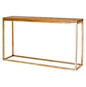 Most Recently Released Walnut Wood And Gold Metal Console Tables With Regard To Ozark Industrial Loft Distressed Wood Gold Console Table (View 11 of 15)