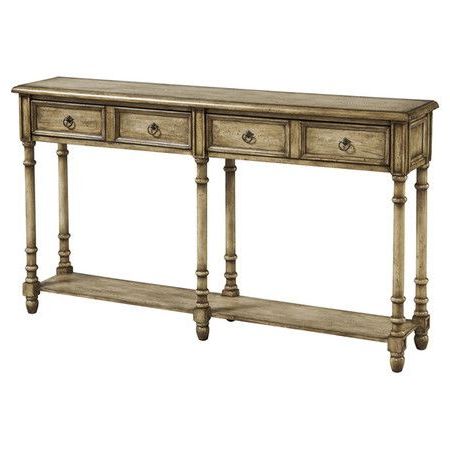 Most Up To Date A Distressed Finish Gives This Wood Console Table A In Rustic Bronze Patina Console Tables (View 15 of 15)