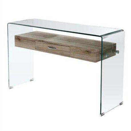 Most Up To Date Console Table From Glass 12Mm With Wood Shelf Throughout Glass Console Tables (View 12 of 15)