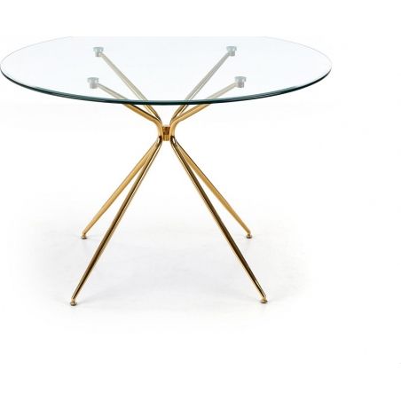 Most Up To Date Glass And Gold Oval Console Tables Throughout Rondo 110 Transparent&Gold Glass Round Dining Table With (View 6 of 15)
