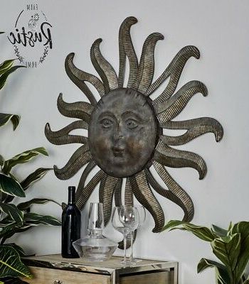 Most Up To Date Large Metal Sun Wall Decor Galvanized Garden Art Indoor Intended For Landscape Wall Art (View 10 of 15)